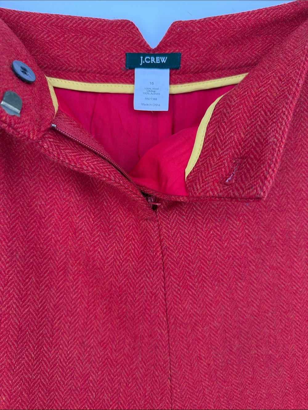 J. Crew Red Orange Herringbone A-Line Skirt size 10 Feminine - Picture 3 of 11